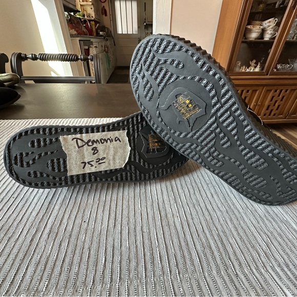 Demonia Black Lace-Up Platform Boots with White Spiderweb Embroidery - Picture 4 of 4